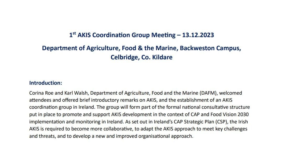 Report of First Meeting of AKIS CG